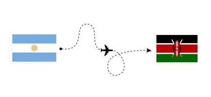 vuelo y viaje de argentina a kenia por concepto de viaje en avión de pasajeros vector