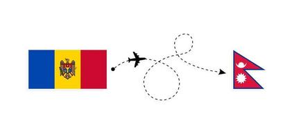 vuelo y viaje de moldavia a nepal por concepto de viaje en avión de pasajeros vector
