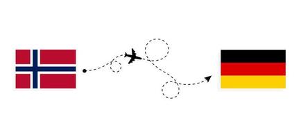 vuelo y viaje de noruega a alemania por concepto de viaje en avión de pasajeros vector