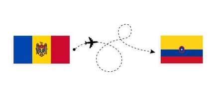 vuelo y viaje de moldavia a colombia por concepto de viaje en avión de pasajeros vector