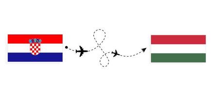 vuelo y viaje de croacia a hungría por concepto de viaje en avión de pasajeros vector