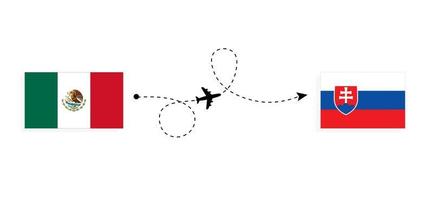 vuelo y viaje de méxico a eslovaquia por concepto de viaje en avión de pasajeros vector