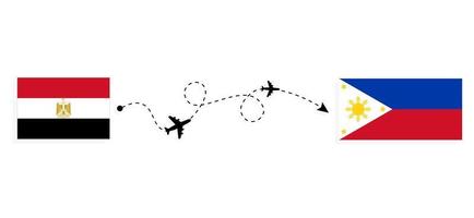 vuelo y viaje de egipto a filipinas por concepto de viaje en avión de pasajeros vector