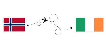 Flight and travel from Norway to Ireland by passenger airplane Travel concept vector