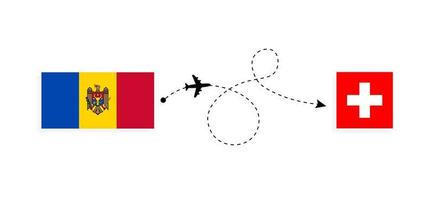 Flight and travel from Moldova to Switzerland by passenger airplane Travel concept vector