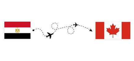 vuelo y viaje de egipto a canadá por concepto de viaje en avión de pasajeros vector