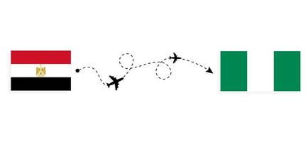 vuelo y viaje de egipto a nigeria por concepto de viaje en avión de pasajeros vector