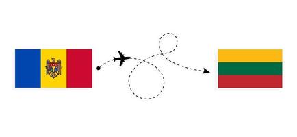 vuelo y viaje de moldavia a lituania por concepto de viaje en avión de pasajeros vector