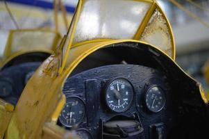 Close up of old vintage  airplane cockpit Flight Deck control panel photo