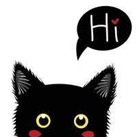 Black Cat Sneaking. Greeting Card Halloween Day. Vector Illustration.