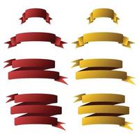 Red and Gold Ribbon Banner Set. vector