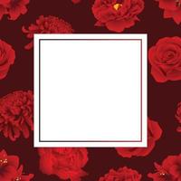 Red Rose, Chrysanthemum, Carnation, Peony and Amaryllis Flower Banner Card vector