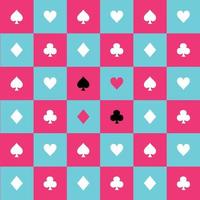 Card Suits Blue Sky Pink White Chess Board Background vector