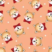 perro shiba inu con cinta roja sobre fondo naranja vector