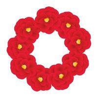 Red Camellia Flower Wreath vector