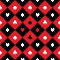 tarjeta trajes rojo negro blanco tablero de ajedrez diamante fondo vector
