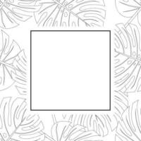 Philodendron Monstera Leaf Outline Banner Card vector