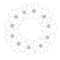 Cosmos Flower Outline Wreath vector