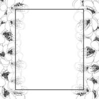 Momo Peach Flower Blossom Banner Card Border Outline vector