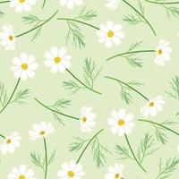 White Cosmos Flower on Green Background vector