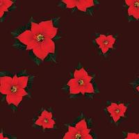 Red Poinsettia Seamless on Red Background2 vector