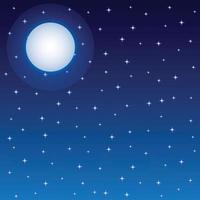 Full Moon and Starry Night Sky Square Background vector