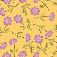 Pink Cosmos Flower on Yellow Background vector