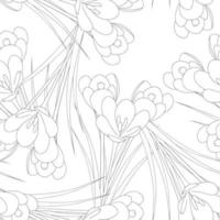 White Crocus Flower Outline on White Background vector