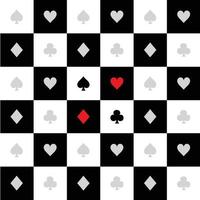 tarjeta trajes negro blanco tablero de ajedrez diamante fondo vector
