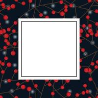 Red Berry Christmas and White Snow on Dark Blue Banner Card vector