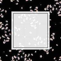 banner de flor de melocotón momo blanco sobre fondo negro vector