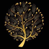 Gold Tree isolated on Black Background vector