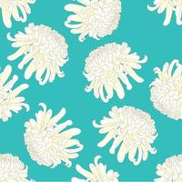 White Chrysanthemum Flower on Green Mint Background vector