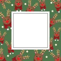 Reindeer with Red Scarf on Green Banner Card vector