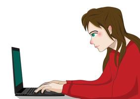 Programmer Working Woman vector