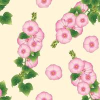 rosa alcea rosea - hollyhocks, aoi sobre fondo beige marfil. ilustración vectorial vector