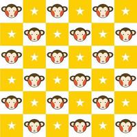 Monkey Star Yellow White Chess Board Background vector