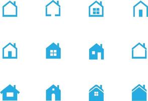 icono conjunto casa azul vector
