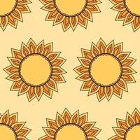 Seamless pattern background with stylized sun icon for Shrovetide or Maslenitsa rusian holiday. Folklore art, traditional symbol backdrop for Pancake week. vector