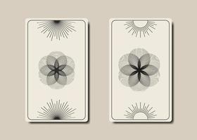 establecer cartas de tarot mágicas, flor mágica negra de estilo boho de la vida, signo de geometría sagrada, símbolos espirituales esotéricos, signo de dios y diosa. colección vintage vectorial sobre fondo blanco antiguo vector