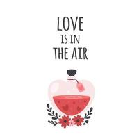 botella con poción de amor o perfume de amor. día de san valentín, amor, romántico vector