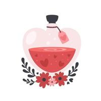 Bottle with love potion or love perfume. Valentines day, love, romantic vector