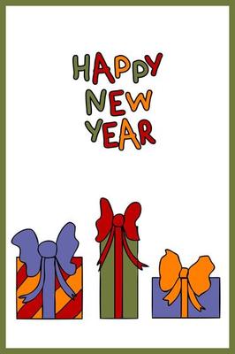 New Year postcard template with gift boxes.