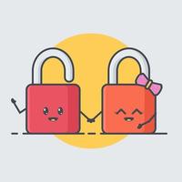 Set of cute padlock with flat design character vector