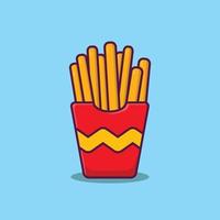 French Fries Illustration Flat Cartoon Style Vector
