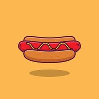 Hot Dog illustration Flat Cartoon Style Vector