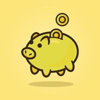 Piggy Bank illustration Flat cartoon Style Vector