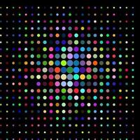 Seamless colorful circles pattern backdrop. Multicolor dots halftones on dark background. vector