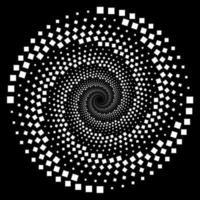 Spiral vortex formed from white square. Flat geometric design vector