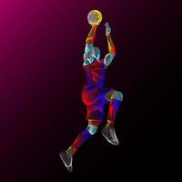 arte de línea de figura de acción de jugador de baloncesto. acción humana sobre las líneas de movimiento. volcada de barrio bajo de baloncesto. vector